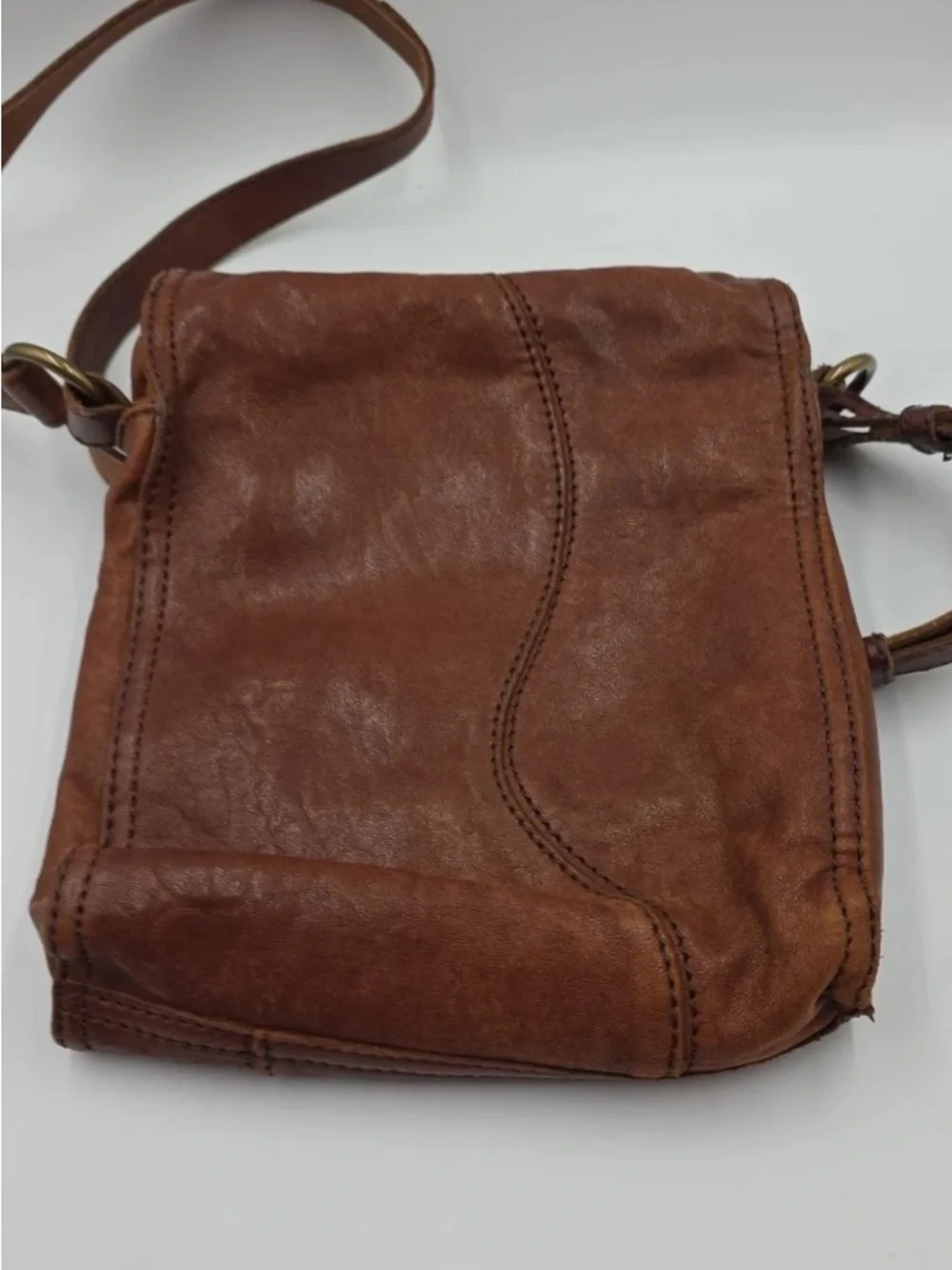 Lucky Brand Mini Abbey Road Crossbody Brown Italian Leather Bag
